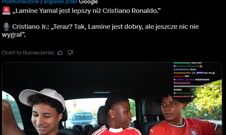 Tak Cristiano Ronaldo Jr PORÓWNUJE poziom swojego ojca do Yamala :D